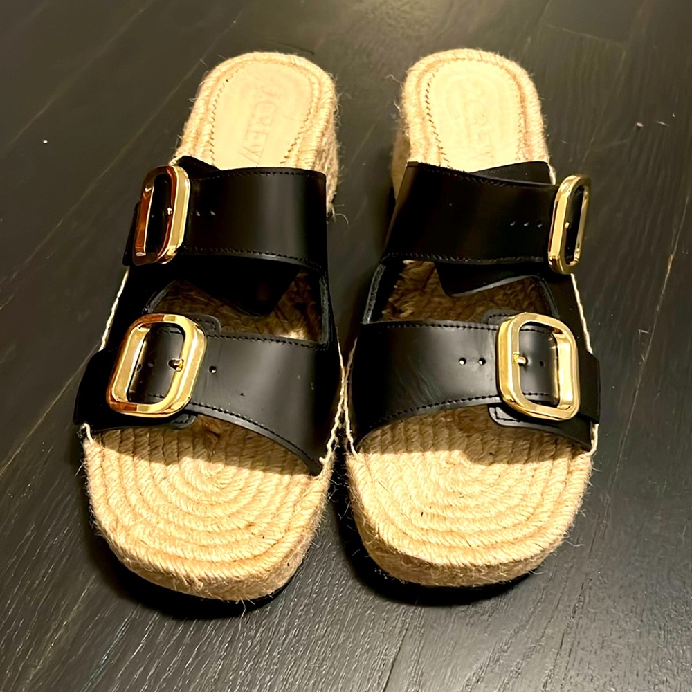 Black big buckle espadrilles